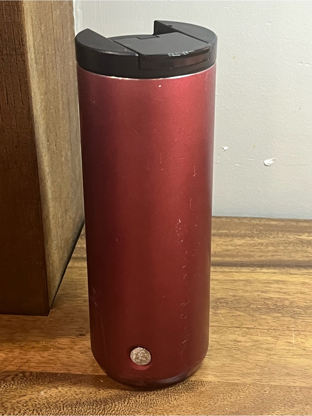 STARBUCKS | Red Skinny Tumbler Stainless Steel Coffee Cup 16 oz Red Glitter